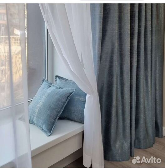 Шторы блэкаут Lux серо-голубой