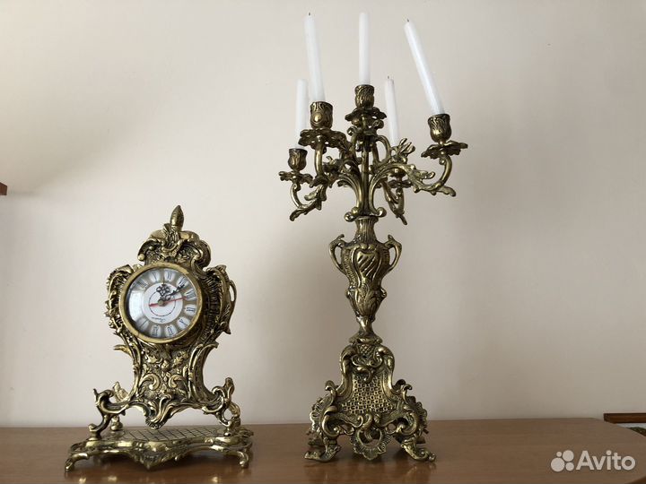 Подсвечник бронза,часы