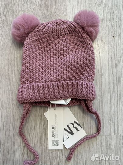 Шапка и варежки для девочки zara новые