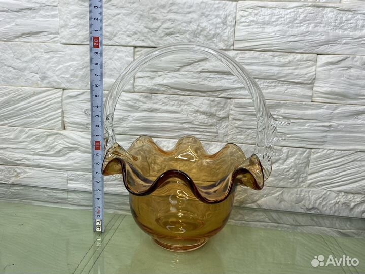 Конфетницы корзинки цветное стекло СССР