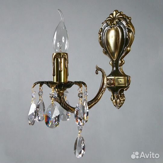 Бра настенный металлический с хрусталем