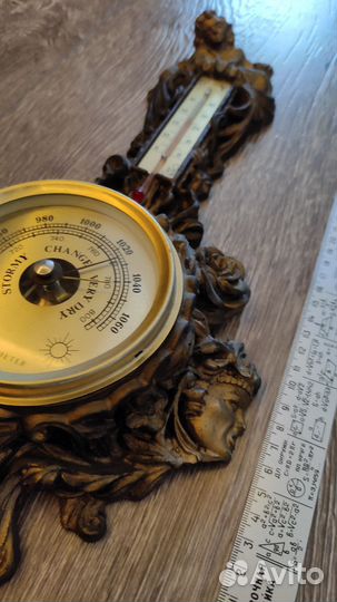 Винтажный крупный немецкий барометр-термометр