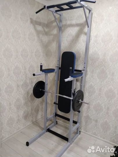 Домашний турник стойка с брусьями лавкой для жима