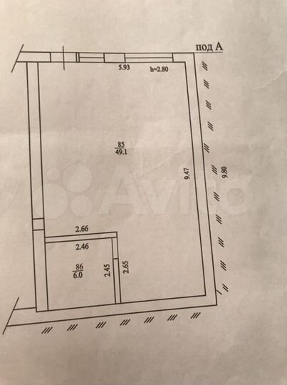 Квартира-студия, 55,1 м², 1/5 эт.