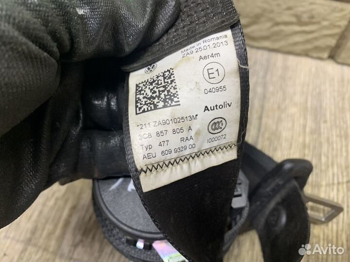 VW Passat CC Ремень безопасности задний LH RH