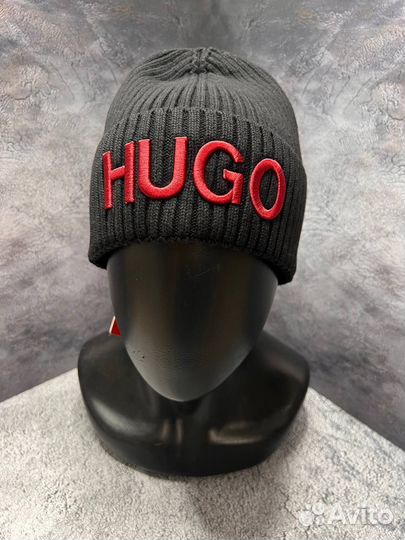 Шапка Hugo черная зима 2024