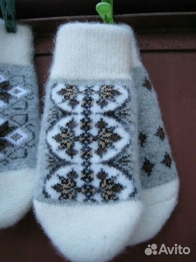 Женские теплые варежки овечьи козьи