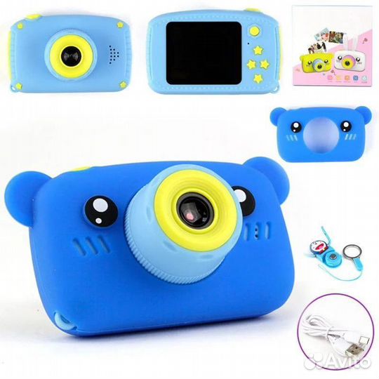 Детский цифровой фотоаппарат Мишка (синий)