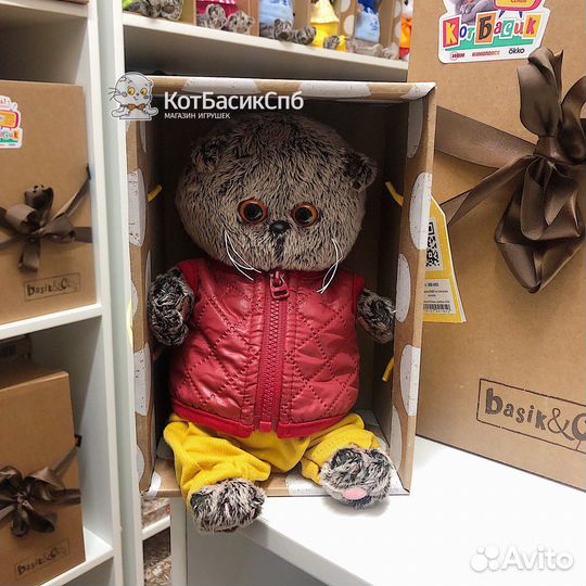 Кот Басик Baby 20 см в стеганом жилете
