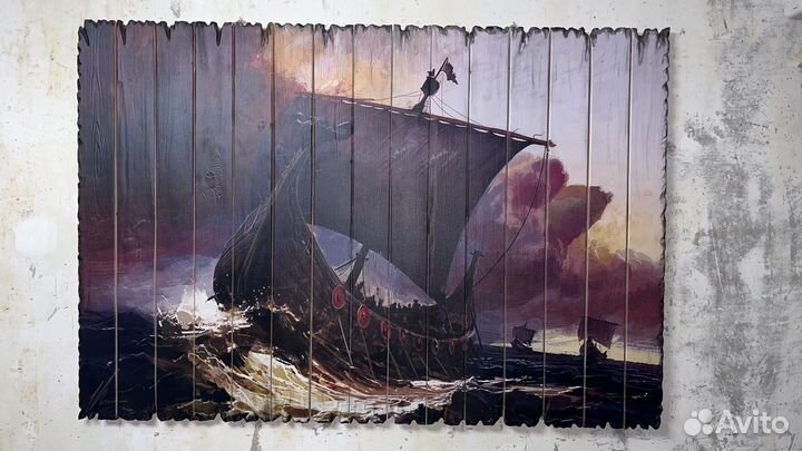 Картина драккар викингов