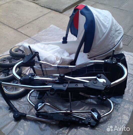 Коляска 2 в 1 Deltim Navington Galeon - бел/син