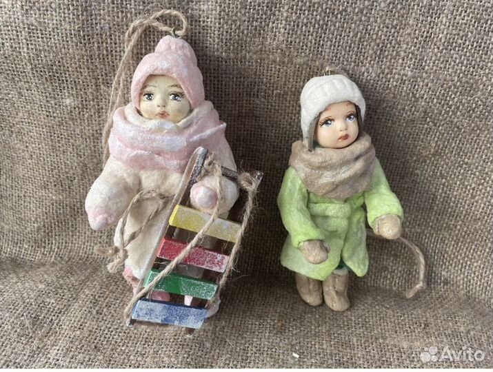 Ватные игрушки на елку под ретро, ручная работа