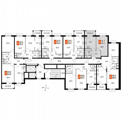 1-к. квартира, 38,3 м², 6/16 эт.