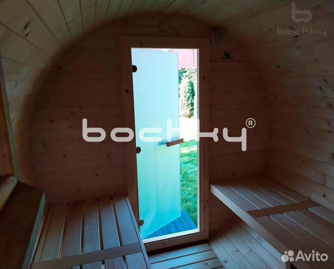 Мобильная баня 2х1,36 метра круглая под ключ