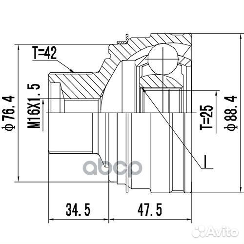 ШРУС наружный 25X76.5X42 audi A5/S5 COU.sport