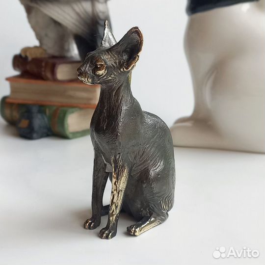 Бронзовая статуэтка кота. Бронзовый сфинкс. Литьё