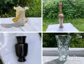 Вазы советских времен - стекло, латунь