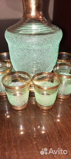 Сервиз Графин и стопки стекло с обсыпкой СССР