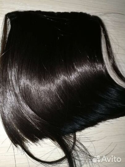 Чёлка волосы на заколках шиньон