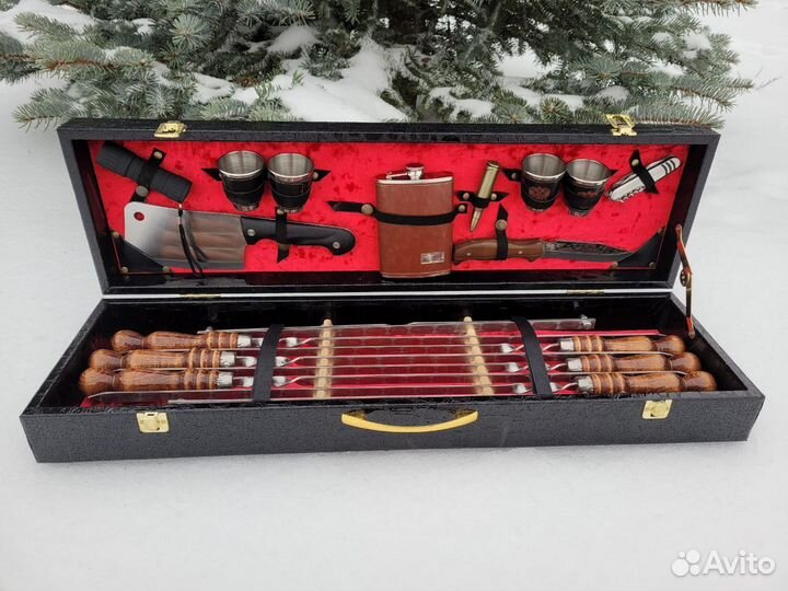 Подарок для мужчин,набор шампуров с ножом