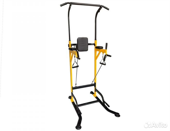 Стойка турник брусья с эспандерами желтая новая