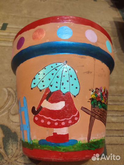 Горшок керамический для цветов ручная роспись 10л