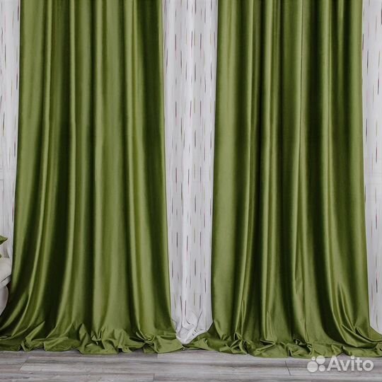 Шторы бархат Беллиссимо Оливковый