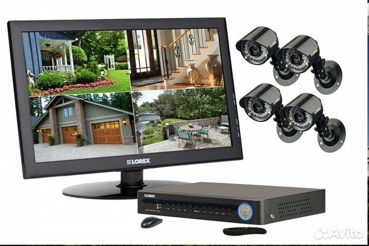 Видеонаблюдение 4 камеры и монитор