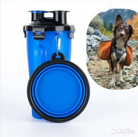 Оптом Поилка для корма и воды прогулочная 2 в 1