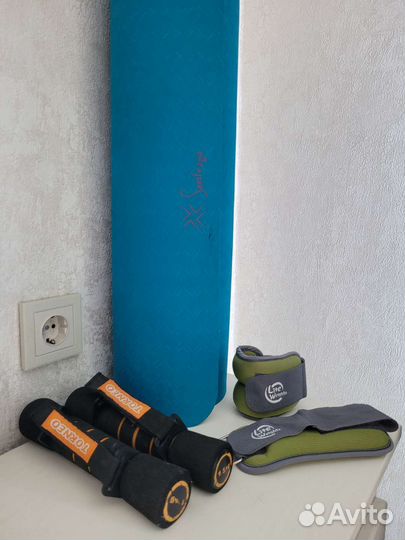 Набор коврик + гантели+утяжелители+диски+резинки