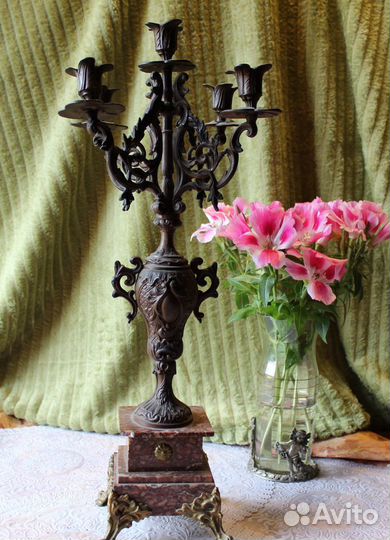 19век канделябр,подсвечник 55см.3,2кг.европа