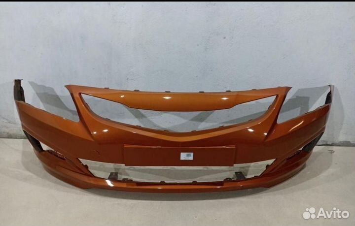 Бампер белый передний на Hyundai Solaris 2014-2017