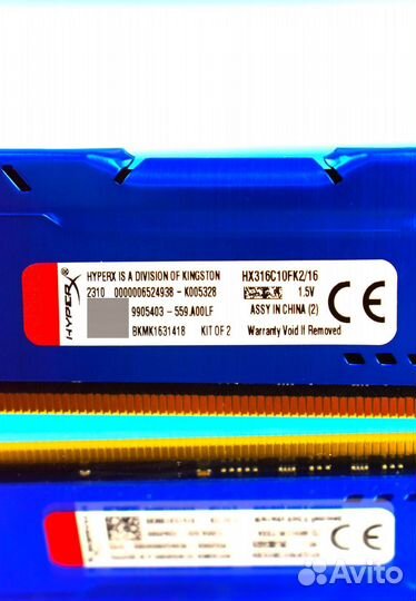 Память HyperX Fury DDR3 1600 мгц 2*8 гб dimm blue