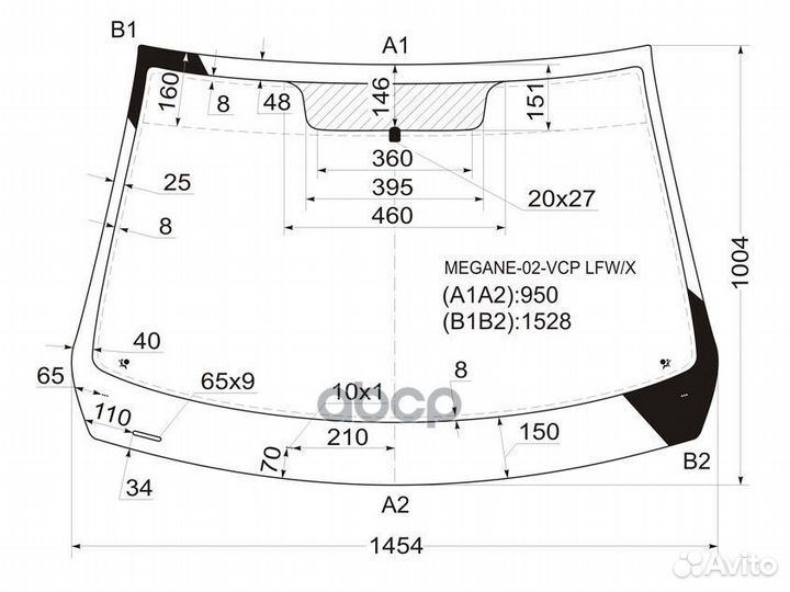 Стекло лобовое renault megane II 3/4/5D SED/HBK