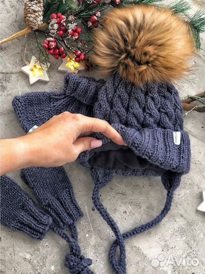 Шапка снуд варежки