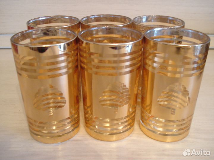 Стаканы с сусальным золотом, 6 шт, новые