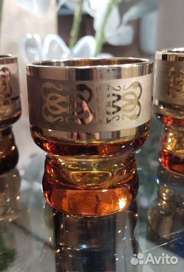 Набор штоф / графин и 6 стопок. Чехия Богемия