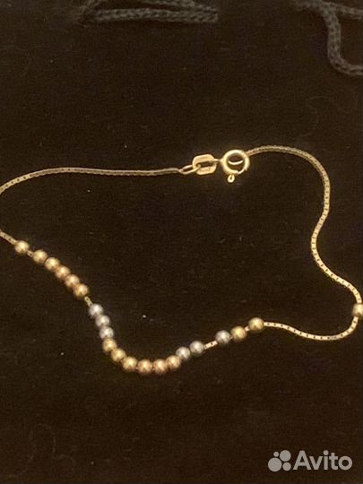 Браслет желтое золото 750 Италия снейк с шариками