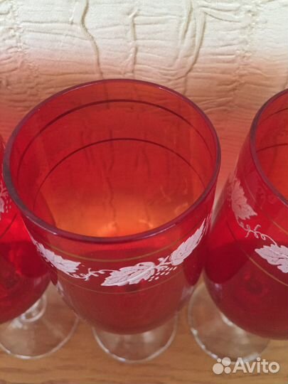 Винтажный набор фужеров(5 шт) Богемия