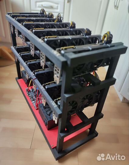 Риг на 12 видеокарт cmp50hx для майнинга бп2x2000w