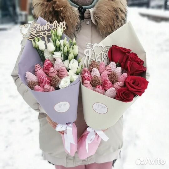 Съедобные букеты из клубники