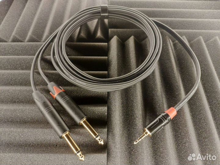 Шнур Jack 3,5 стерео на 2 Jack 6,3 моно gemini ms