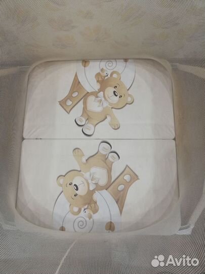 Манеж CAM America бежевый с медвежонком