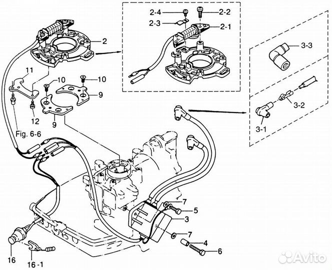 Катушка зажигания (статор) Yamaha 20-25 л.с 4т