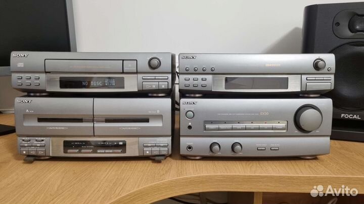 Усилитель Sony с колонками супер звук басы винтаж
