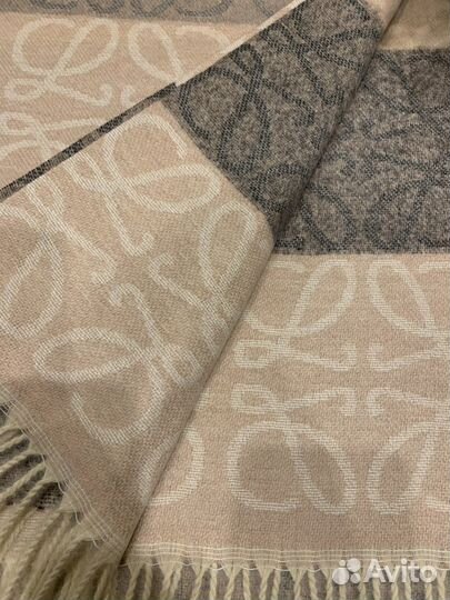 Кашемировый палантин шарф Loewe бежевый полосатый