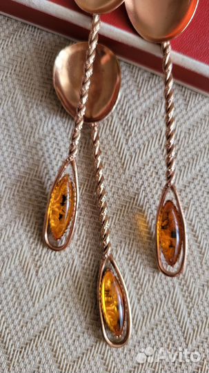 Набор чайных ложек с янтарем