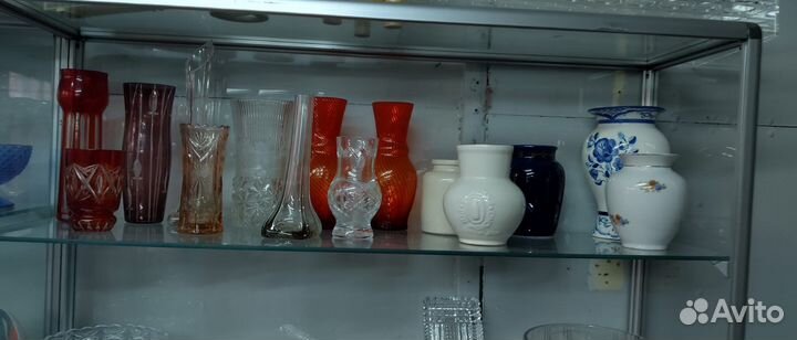 Вазы из цветного стекла СССР