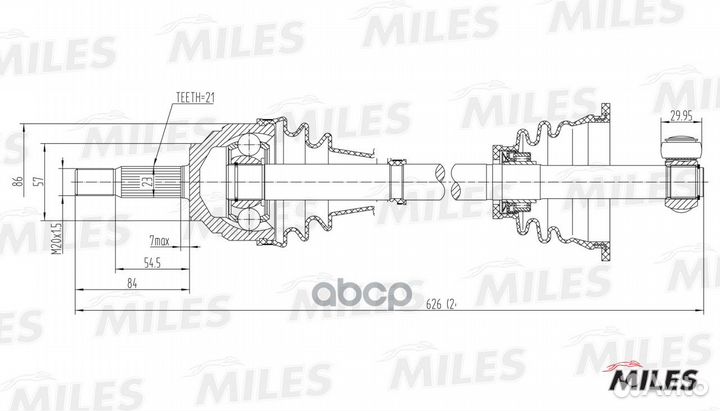 Привод в сборе левый renault clio II/kangoo I