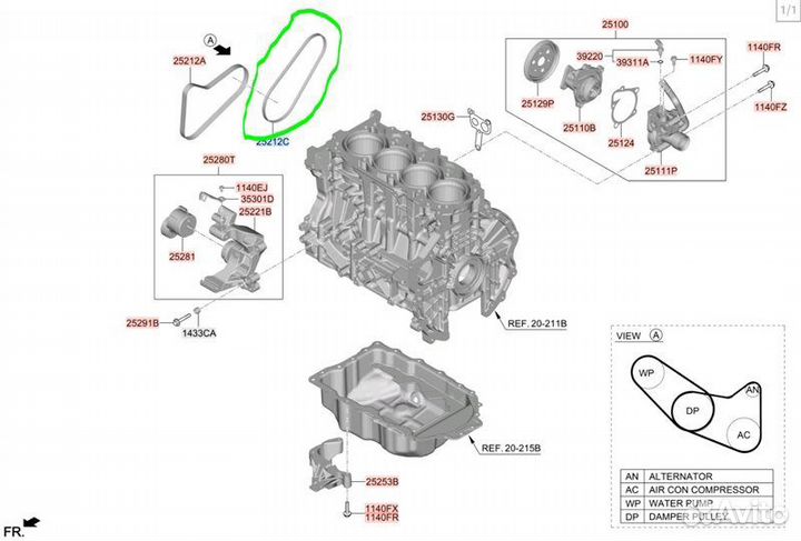 Ремень поликлиновый Kia K5 G4KN 2021